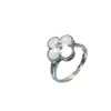 Senior designer original Vancefe ring High Version Red and Black Agate Ring for Women Plated with 18K Rose Gold Full Diamond Natural White Fritillaria Ring