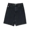 Shorts femininos Big Boy Y2K Calça Harajuku Gothic Hip Hop Cartoon Bordado Baggy Jean Mulheres Vestando Cintura Alta