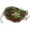 Figurines décoratives 1 Set Vine Bird Nest Creative Rattan Ornement Decoration avec 5pcs Oeufs de simulation pour le balcon de patio de jardin