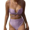 Women's Swimwear Bikini Disposable Solid Color Sexy Strap Split Swimsuit Multicolor Beachwear Bathing Suit Sporty Top