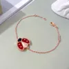 High Standard Bracelet Gift Choice Ladybug armband vierbladige kever 18k Rose Gold Natural Lucky Flower met gemeenschappelijke vnain