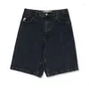 Męskie spodnie Polar Big Boy Shorts Y2K HARAJUU HIP HOP CARTOON GRAFIC GRAFIC Haft retro Blue Denim Gym Men Basketball