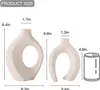 Weißer Keramik -Vase -Set von 2 für moderne Wohnkultur Boho Donut Vasen Nordische minimalistische dekorative Vase 240423