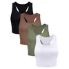 Tanks pour femmes Basic Crop Tops Raceback Yoga Vest Femme Gym Femme Samnemless Rib Treer Tany