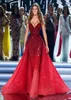 Roter Schatz Meerjungfrau Abendkleider mit abnehmbarem Zug Full Perlen Pailletten Prom Kleid Luxus Dubai Arabische formelle Kleiderparty E4646465