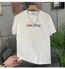 T-shirt in cotone a collo rotondo copertura estiva di copertura di personalità semplice lettera di colore stampare uomini e donne sciolti casual con manica corta traspirante KD5G