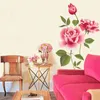 Decoração de flores decorativas para sala de estar Rose Wall Bedroom Decore Sticker Decalques de flores Mural