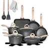 Cookware Sets 20-Piece Nonstick Set Granite Coating Induction Compatible Frying Pan Saucepan Grill Pots Gloves Utensils