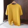 Men's T Shirts Superfine Merino Wool Shirt Knitted O-neck Short Sleeve Breathable Thin Cashmer Tee Solid Color Tops Ropa De Hombre