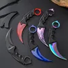 Couteau karambit tactique Hawkbill avec gaine et cordon lame courbe de chasse au couteau de survie