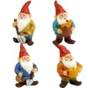 4pcs Minyatür Bahçe Gnome Figürinler Minyatür Tomte Nisse Cüce Elf Gnomes Figür Süslemeleri İç Mekan Dış Mekan Saksı 240419