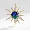 Broches Temperrament Fashion Trend Lovely Starry Sky Star Zircon Gold Brooch Blue Planet Pin Decoration Accessoires Bijoux Cadeaux