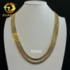 Beliebtes 10mm 12 mm AU750 18K Echtes Gelbgold aus Hip Hop Juwelry Mann Miami Cuban Chain Tafel Chain Kette