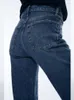 Jeans femeninos primavera europea y estadounidense temperamento de temperamento de combate lentejuelas de la cintura alta recta