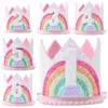 Felice Rainbow Tema della festa di compleanno Crown 1 ° 2 ° 3 ° decorazione Happy Kids Baby Shower Numero Hat Unicorn 240419