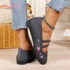 Casual Shoes 2024 Summer Women's Flat Bottom Single Round Toe Ethnic Style broderad romersk vintage