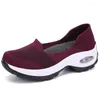 Walking Shoes Women Sneakers Slip-On Spring Summer Cushioning Sports For Female Wine Red Comfortable Women's Loafers Flats