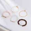 Link Bracelets European & American Trendy Creative Wooden Bead Love Letter Chain Wrap Bracelet Gold Color Heart 5PCS/LOT