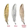 Retro Metal Feather Bookmark Gold Silver Antique Copper Leaf Forme Page Page Bureau de la papeterie de bureau