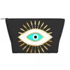 Bolsas cosméticas ojos Bagm Bag Mujeres Kawaii Gran capacidad Black Evil Eye Amulet Boho Patrón de maquillaje Caja de almacenamiento de belleza Toilaty