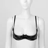 Bras feminino feminino copo aberto sutiã Top WetLook Patente couro de biquíni com biquíni triangle lingerie exótico brassiere