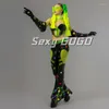 Scene Wear Jazz Dance Costume Nightclub Bar Dancer Outfit Fluorescent Green Party Festival Rave Clothing Drag Show Clothes VDB7490