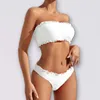 Costumi da bagno da donna Bikini a fascia sexy Tinta unita Sport Crop Top Bikini Set Costume da bagno a due pezzi separato per costume da bagno da spiaggia