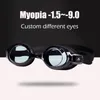0 a -9.0 Miopía para adultos Swim Eyewear Silicona impermeable anti antidopter gafas de natación personalizada Diferente ojo derecho izquierdo 240426