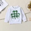 Clothing Sets Toddler Girls Irish Day Pants White Long Sleeve Sweatshirt Clover Checkerboard Print