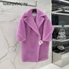 Maxmaras Coat Teddy Bear Womens Cashmere Coats Wool Winter 2024 Autumnwinter Pink Purple Star Style Fur Particle Sheep Camel Fle