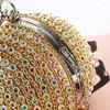 Shoulder Bags Colorful Diamond Evening Bag Womens Sparkling Crystal Ball Shape Clutch Gold Party Wedding Bridal Chain J60D