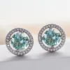 VVS Green Blue Round Moissanite Stud Earrings for Men Women S925 Sterling Silver 1CT Moissanite Diamond Earrings Wedding Fine Jewelry