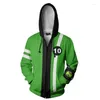 Men's Hoodies Game Ben 10 Alien Force Hoodie Halloween Cosplay Costume Men 3D Print Autumn Long Sleeve Hooded Jacket Zipper Sweatshirt