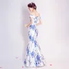 Party Dresses Classic Style Blue And White Porcelain Evening Dress Vestido De Festa 2024 Graduation Prom Gowns Boat Neck Formal