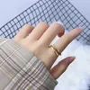 Anéis de banda xiyanike prata dupla camada geométrica anel feminino charme de moda simples abertura de abertura de luxo de luxo jóias de jóias q240427