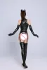 Öppnare Sexig Lady Wetlook Latex Lingerie Bodysuit Zipper Elastic Pu Leather Exotic Open Crotch Catsuits Demon Cosplay Costume Clubwear