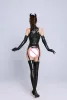 Abricos Sexy Lady Wetlook Láletro de lidera Lingería Capitán Elástica PU Cuero exótico Catsuits de entrepierna abierta Cosplay Costume Club