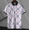 Men's Polos Summer Mens Camisetas Polo com Cartas Designer de Moda para Men High Street Tee T-shirt Classic Short Sleeve Tops Clothing Multi