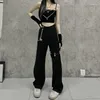 Spodnie damskie Yangelo High talia American Vintage Flare Loose BF Style Koreański wszechstronny prosto Y2K Hip-hop