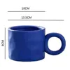 Mokken 450 ml Klein Blue Ceramic Coffee Cup Breakfast Oat Cup Creative Ins Design Handmade Cup Ring Handgreep Keramische Cup Milk Cup J240428