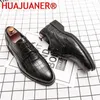 Sapatos casuais Oxford Leather Men Lace-up Solid Crocodile Pattern Derby Business Formal Busined Toe Shoe Spring Autumn