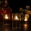 Mum Tutucular Cam Tealight 3pcs Düğün Partisi Centerpieces için net adak Çay Işıkları Tutucu