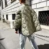 Mulheres em 2024 Winter Green curto curto parka feminino casual mangas compridas casacos sem gola fêmea de bolso grossa jaqueta quente tampa