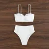 Bikini de maillots de bain pour femmes Push Up Bra Swimsuit for Women High Waited sets Two Textured Cut Bathing Womens Bikinis