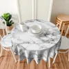 Tkanina stołowa biała marmur okrągły granitowa powierzchnia dekoracja dekoracji wodoodpornej i odpornej na plamę odporną na zmarszczki