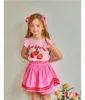 Sommarklänningar för flickor Princess Dress Puffy Kjol Suspender Gown Suits Girl Shirt kläder 240415