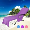 Strandhanddukar Portable Beach Pool Sun Lounge Stol Cover Bath Handduk Bag 3 Pocket Patio Chaise Lounge Stol täcker utomhushandduk 240416