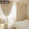Dubbelskikt Blackout -gardiner för vardagsrum Hall Luxury Girl Bedroom Window Curtain med vit tyll lång bakgrund draperar 240422