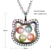 LACKETS MAGNETISCHE OPEN Open Rainbow Pearl Cage Hangkettingen voor vrouwen Crystal kralen Glas drijvend medailleketens mode sieraden dhpxb