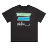 Camiseta welldone designer tee de luxo de luxo feminino feminino letra handdenting letra impressão de tendência solta camiseta curta de mangas curtas